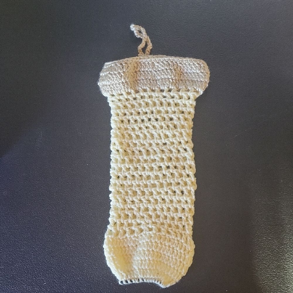 Handmade Crochet Kitchen Grocery Bag Holder - Yellow and Tan